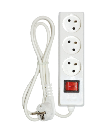 BLOC MULTIPRISES 3 PRISES 2 P+T 1.5 M AVEC INTERRUPTEUR INGELEC